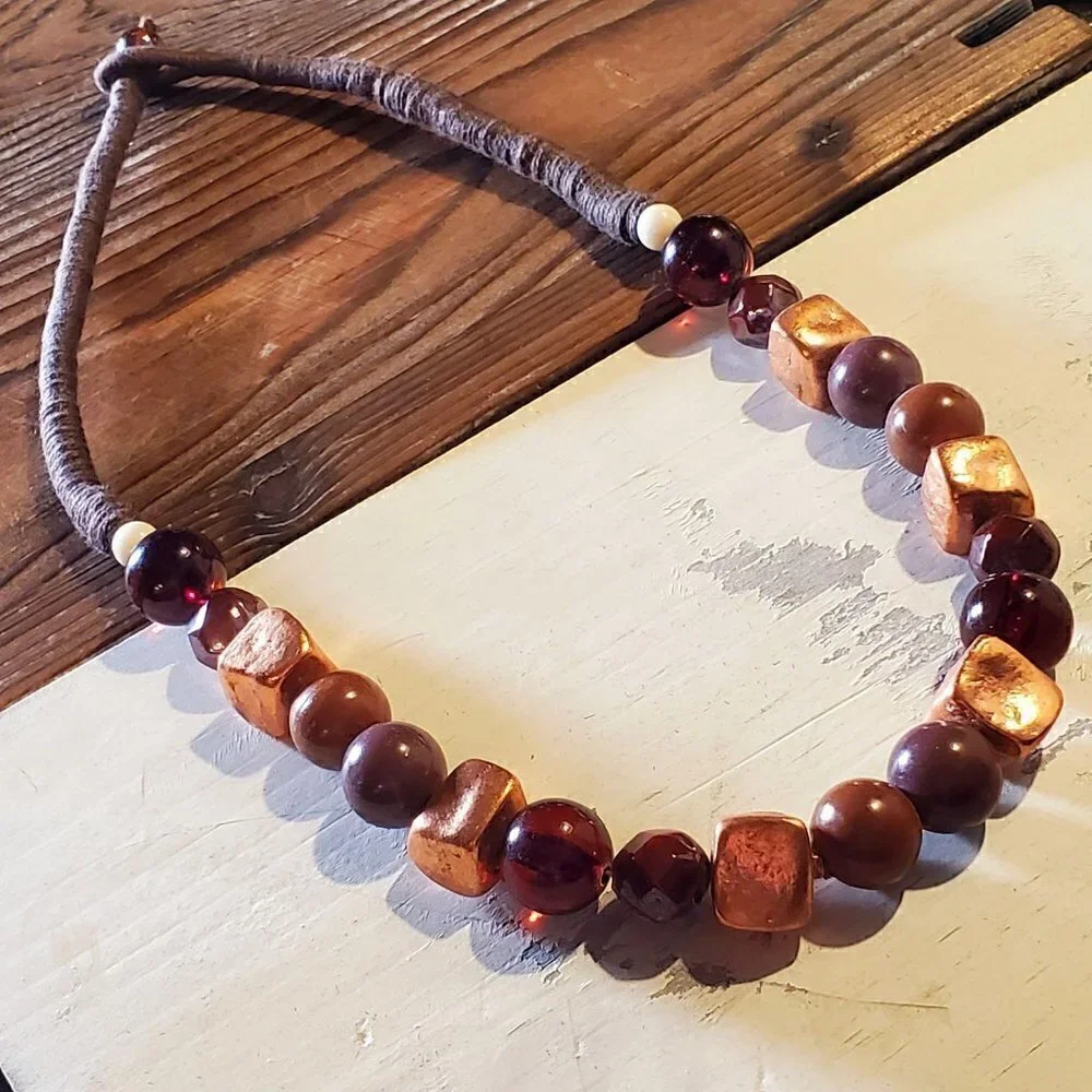 Nepal Copper Dipped Baroque Brass Beads Necklace